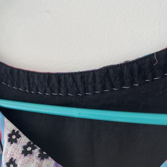 Y2K Psychedelic Boho Dress Handkerchief Hem Abstract Print Fairycore Festival M - Picture 3 of 6